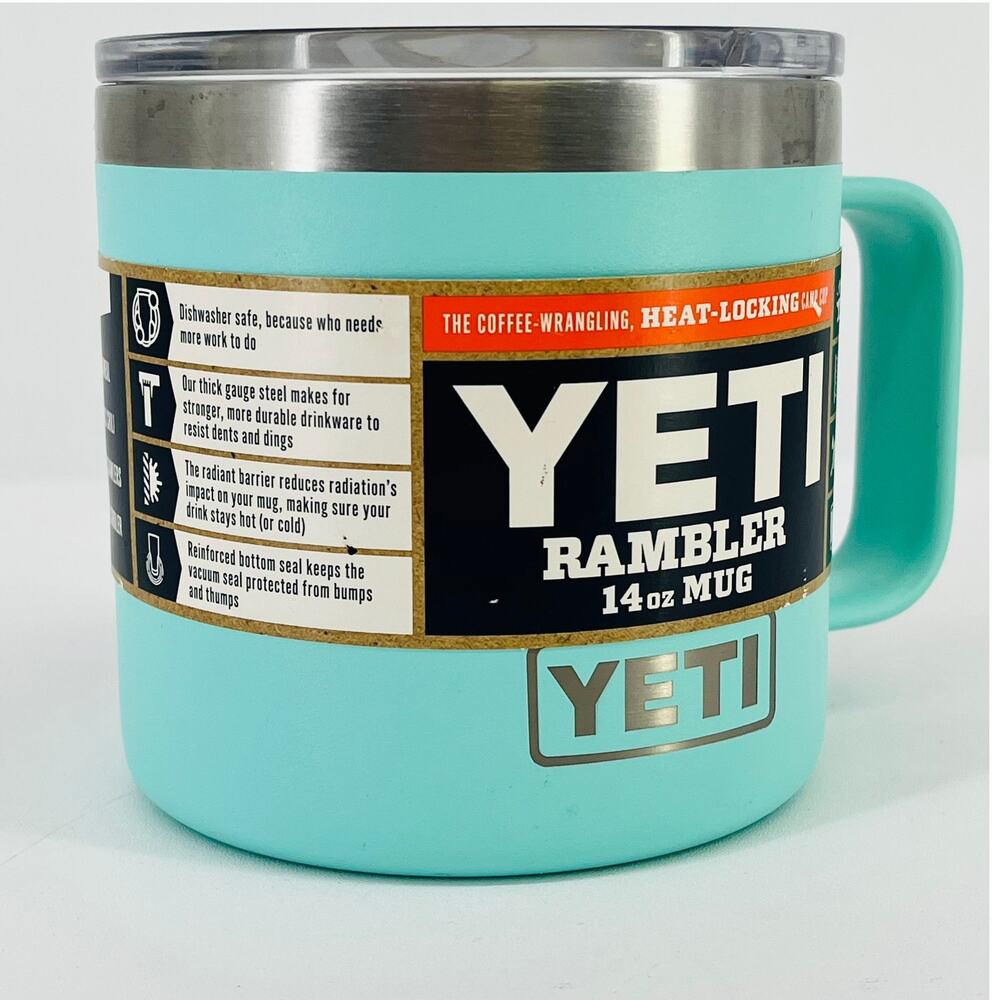 Yeti Rambler 14oz Coffee Travel Mug Seafoam Green Stainless Steel w/ Lid